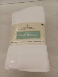 lot 12863 image: Grandeur Hospitality 12-Pack White Cotton Hand Towels 16in x 30in