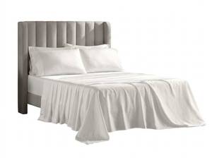 lot 12869 image: Slumber Chill, White King Size Sheet Set with Fitted Sheets, Flat Sheets and Pillowcases