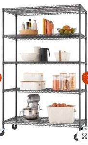 lot 12993 image: TRINITY 5-Tier  48x24x72  Commercial Wire Shelving  w Wheels  NSF  Black Anthracite
