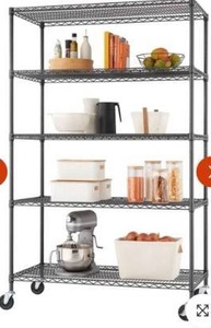 lot 12994 image: TRINITY 5-Tier  48x24x72  Commercial Wire Shelving  w Wheels  NSF  Black Anthracite