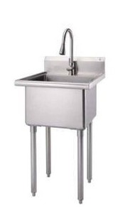 lot 12997 image: Trinity NSF Stainless Steel Utility Sink w Pull-Out Faucet