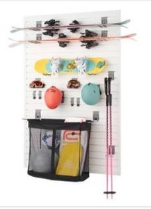 lot 13013 image: Trinity 24 Sq Ft Modular Slatwall Panel 19-Piece Sports Accessory Set TUP-0714