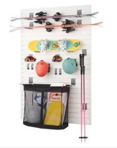 lot 13016 image: Trinity 24 Sq Ft Modular Slatwall Panel 19-Piece Sports Accessory Set TUP-0714