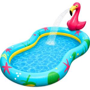 lot 2160 image: Kiddie Pool with Sprinkler  Kiddie Pool for Kids, Inflatable Toddler Pool, Toddler Inflatable Swimming Pool with Splash Pad, Summer Water Toys for Toddler Outside, Summer Toys, Flamingo - Retail $36