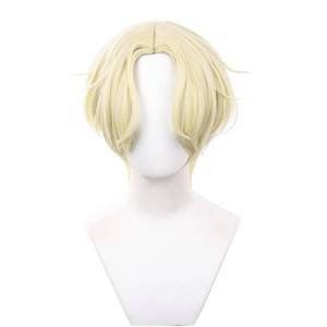 lot 2164 image: XiongXiongLe Anime Halloween Cosplay Wig Men Costume Blonde Short Hair Wigs for Adult Women Cos Anime Party Halloween Christmas Comic Costume - Retail $25