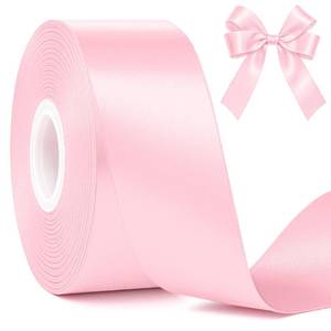 lot 2185 image: 1 12 in 30 Yards Pink Satin Ribbon for Gift Wrapping Wedding Decor Crafts - Retail $7