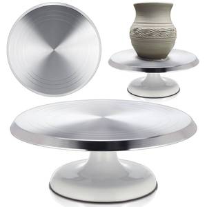 lot 2204 image: Geelin Sculpting Wheel Heavy Duty Aluminium Alloy Revolving Pottery Stand Construction Turntable with Ball Bearings for Ceramics, Pottery Clay Model Making Clay Decorating Supplies(White,12 Inch) - Retail $3,568