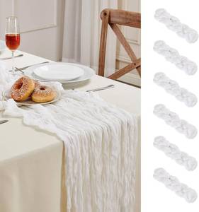 lot 2207 image: 6 Pack White Cheesecloth Table Runner 35�120Inch Fall Boho Gauze Home Decor - Retail $25