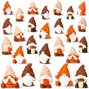 lot 2215 image: 60 Pcs Fall Mini Coffee Gnomes Statues Miniature Resin Gnomes Figurines - Retail $18