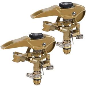 lot 2221 image: Biswing 2 Pack Impact Sprinklers, Heavy Duty Zinc Alloy Lawn Sprinkler Head with 12 NPT Thread, Adjustable 360 Degree Watering Sprinkler for Large Area Grass Yards Patio Garden Irrigation - Retail $29