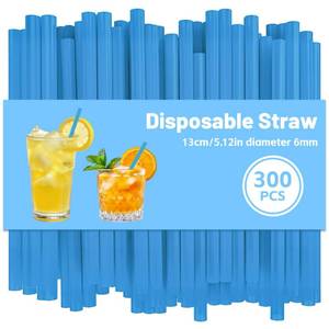 lot 2243 image: 300 Pack Blue Cocktail Straws 5.12inch Short Straws for Drinks, 0.24inch Diameter Disposable Plastic Straws for Boba, Coffee, Milkshakes,Perfect for Bar, Party, Daily Use.(Blue) - Retail $10