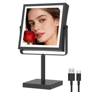 lot 2255 image: Ruacq Makeup Mirror with Lights 1X10X Height Adjustable Matte Black - Retail $46