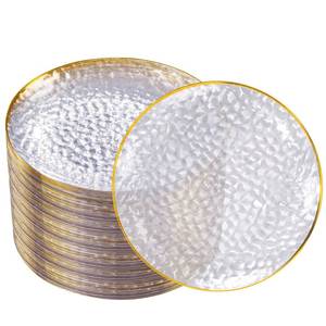 lot 2290 image: DaYammi 100PCS Gold Plastic Plates, 7 inch Hammered Dessert Plates - Retail $30