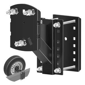 lot 2296 image: Foozet Trailer Spare Tire Mount Bracket, Heavy Duty Spare Tire Carrier Mount for Boat and RV, Fits Most 4 5 6 Lugs Wheels on 4, 4.25, 4.5, 4.75, 5 or 5.5 Bolt Patterns, Holds up to 160 Lbs - Retail $26