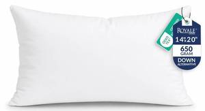 lot 2297 image: ROYALE LINENS 14 x 20 Pillow Insert - Down Alternative Throw Pillows Insert - Rectangle Pillow Pack of 1 White - Bed & Couch Pillows - Inner Cushion for Bed, Cushion for Living Room - Shams Stuffer - Retail $16