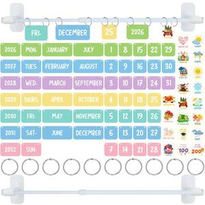 lot 2302 image: 79 Pcs Flip Calendar for Classroom 2026 Magnetic Classroom Calendar with Adjustable Magnetic Holder Back to School Home Decor Supplies - Retail $13