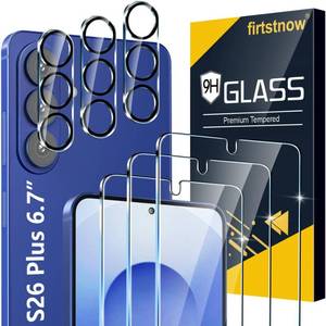 lot 2309 image: firtstnow 2 Pack for Samsung Galaxy S26 Plus Screen Protector Tempered Glass  3 Pack Camera Lens Protector, Military Grade Shatterproof, 9H Hardness, Fingerprint Unlock, Case Friendly 6.7 Inch - Retail $12