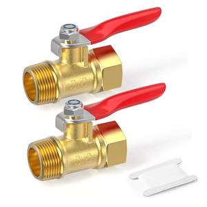 lot 2316 image: GORAGUCHI 2PCS Heavy Duty Brass Mini Ball Valve, 38 NPT Male x Female Shut Off Switch, for Air Compressor Thread Pipe Fitting - Retail $3,648