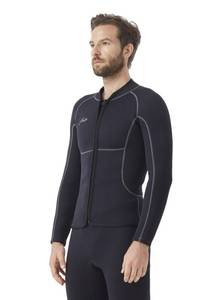 lot 2323 image: Hevto Men Wetsuits Tops 2mm Neoprene Jacket with Pocket Long Sleeve Surfing Kayak SUP Jet Ski Wet Suit for Water Sports (Tops Long, M) - Retail $44