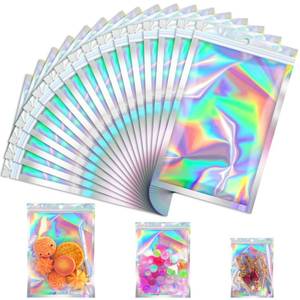 lot 2330 image: JETMORE Mylar Bags 100PCS Candy Bags Holographic Bags 3x5 Small Gift Bags - Retail $9