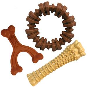 lot 2332 image: Nylabone Power Chew Customer Favorites Dog Chew Toys, 3 Count, Large - Retail $23