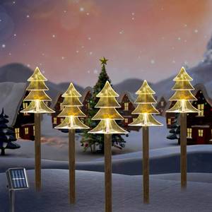 lot 2342 image: TAILERRI Christmas Tree Solar Pathway Lights, Waterproof Outdoor Decorations, Mini Xmas Tree Stake Lights for Garden, Yard, Porch (Christmas Tree, 5 Pack) - Retail $47