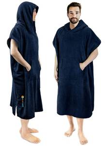 lot 2345 image: SUN CUBE Surf Poncho Changing Robe, Men Women Hooded Changing Towel, Navy - Retail $25