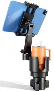 lot 2346 image: OHLPRO Cup Holder Tablet Mount for Car, Anti-Shake iPad Stand with Drink Holder Fits 4.7-12.9 iPad, Tab S10, iPhone, Heavy Duty Truck Vehicle Auto Accessories, Dual Handle Slots Large Mugs - Retail $24