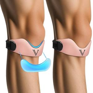 lot 2349 image: JHVW Patellar Tendon Support Strap 2-Pack, Knee Brace for Women Men, Adjustable Knee Patella Band Strap for Tendonitis, Running, Squats (Pink) - Retail $17