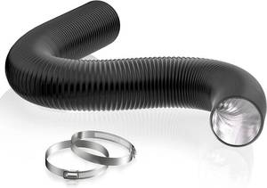 lot 2350 image: HG POWER 6 Inch Dryer Vent Hose, 16 Feet Long Flexible PVC Hose, Three Layer Noise Reducer Hose Aluminum Ducting for Heating Cooling Ventilation AC Exhaust Black - Retail $21