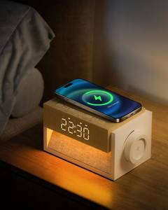 lot 2360 image: Bokefo Sunrise Alarm Clock with Sound Machine, Wireless Phone Charger - Retail $28