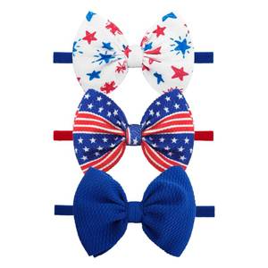 lot 2375 image: Lanmerry 4th of July Baby Girl Bows Hair Accessories Toddler Fourth of July Red White and Blue Bows Flag Patriotic Headband Girls - Retail $7