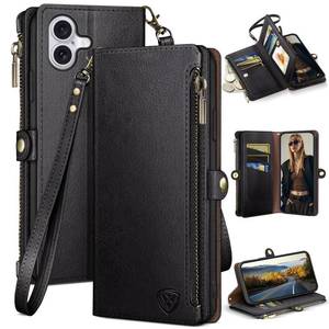 lot 2387 image: XcaseBar Compatible with iPhone 17 6.3 Wallet case with Zipper Credit Card Holder��RFID Blocking��,Flip Folio Book PU Leather Phone case Shockproof Cover Women Men for Apple 17 case Black - Retail $25