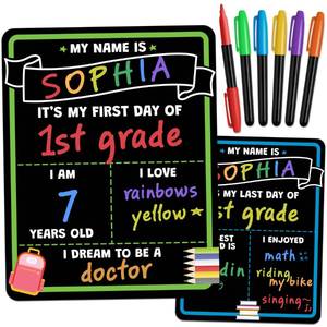 lot 2389 image: First and Last Day of School Sign Board - Reusable, Double-Sided Chalkboard - Retail $10