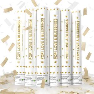 lot 2401 image: Yorr 4 Pack White Mix Gold Confetti Poppers,Biodegradable Confetti Cannon - Retail $22