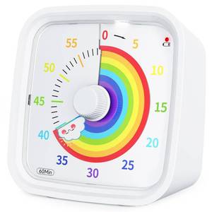 lot 2408 image: Yunbaoit Rainbow Visual Timer for Kids, 60-min Countdown Timer, White - Retail $16