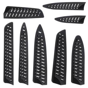 lot 2409 image: LXUEJIE 8 Pcs Universal Knife Guards Set, Plastic Safety Knife Covers - Retail $8