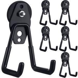lot 2411 image: Landhoow 6 Pcs Large Magnetic Hooks Heavy Duty Magnet Hooks, Black - Retail $28