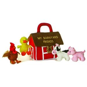lot 2417 image: ebba Baby Talk 7 My Barnyard Friends II Engaging Baby Stuffed Animal - Retail $30