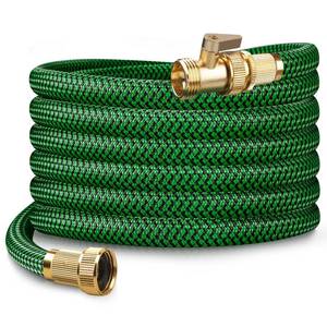 lot 2418 image: MEIIOFS 30FT Heavy Duty Garden Hose, Non-Expandable Flexible Kink-Resistant Water Hose, High-Density Fabric, Leak-Proof Metal Connector for Patio Lawn Car Wash - Retail $24