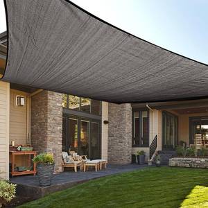 lot 2422 image: SEE PHOTO FOR COLOR LOVE STORY 13 x 13 x 18.5 Triangle Sun Shade Sail for Patio Butter Cream - Retail $55