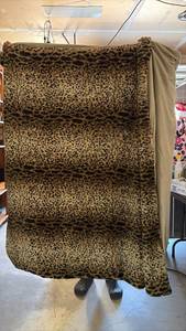 lot 4 image: Leopard Print Plush Extra Large Throw Double Layer Solid Tan Reverse