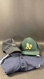 lot 10 image: Sports Apparel Lot Adidas Cap, Oakland Athletics Cap, Dallas Cowboys Polo Shirt