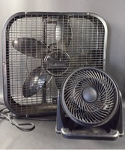 lot 26 image: Still Effective 20 Inch Box Fan and 8 Inch Personal Space Fan