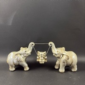 lot 29 image: Three-Piece Elephant Figurine Set With Silver Tone Finish