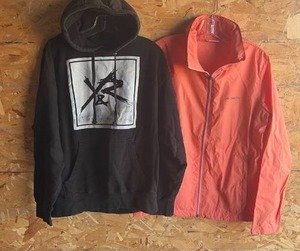 lot 54 image: Thick Hoodie and BRAND NEW Columbia Rain Jacket with Hood In Collar