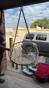 lot 61 image: Quality Hanging Swing Chair with Heavy Duty Macrame(comes with round cushion)