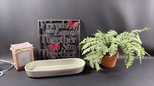 lot 64 image: Home Decor Bundle Includes Scented Wax Warmer and Ceramic Oval Dish
