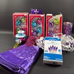 lot 75 image: Neon and Purple Christmas Decorations (Perfect for Dr. Seuss Theme)