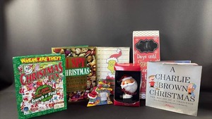 lot 83 image: Christmas Bundle with Books, Decor and Night Light.